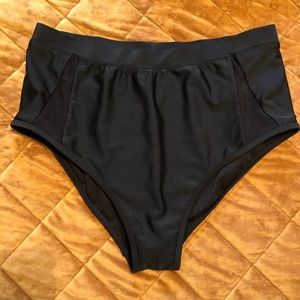 High Waisted Black Swimsuit bottoms w/ mesh detail